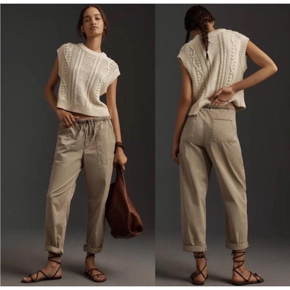 Anthropologie Velvet by Graham & Spencer Misty Drawstring Pants - Sable